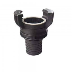 Guillemin coupling toothed hose shank - with latch. Mainly used in road tankers, industrial and agricultural tanks (mainly BeNeLux). The connections are made of stainless steel, aluminum or polypropylene.
